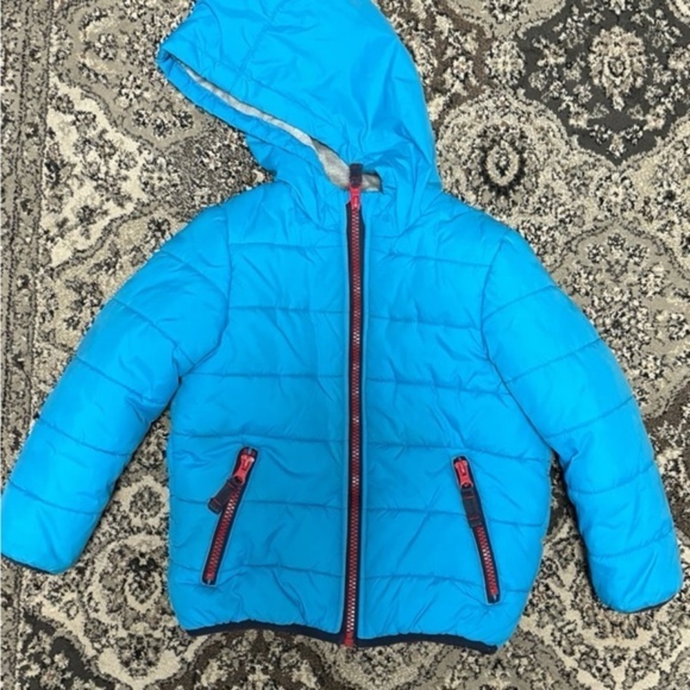 Carter's Bright Blue Puffer Jacket with Red Accents